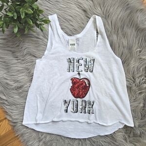 Victoria's Secret PINK Loose Fit New York Sequin Tank Top